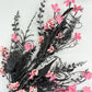 24"L Fabric Flower/EVA Leaf/Beads Spray: Black and Pink, Halloween Greenery Stem, Trendy Witch Pumpkin Greenery Filler Bush, 60919, FH807156