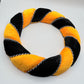 Orange and Black Halloween Wreath Form, 13” Velvety-Feel Fabric Wreath Ring with Black and White Cording, Halloween Wreath Ring, HH7458F4