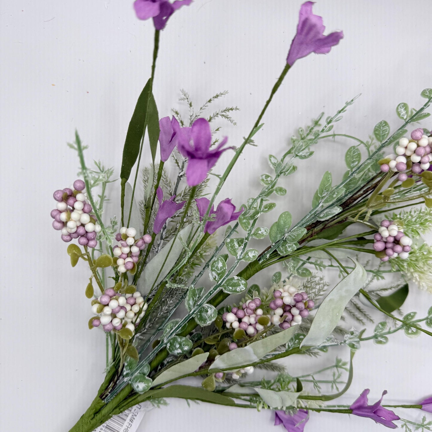 24"L Fabric Flower/EVA Leaf/Beads Spray: Lavender, Purple Greenery Stem, Greenery Filler Bush with Leaves Buds and Berries, 60919, FH807172