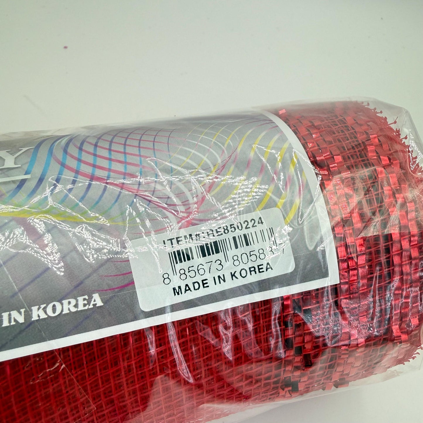 10” by 10 Yards Metallic Border Stripe Mesh: Red, Wreathmaking Supplies, Christmas Valentines or Patriotic Red Mesh Wreath Ribbon, RE850224
