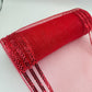 10” by 10 Yards Metallic Border Stripe Mesh: Red, Wreathmaking Supplies, Christmas Valentines or Patriotic Red Mesh Wreath Ribbon, RE850224