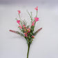 12"L Fabric Flower/EVA Leaf/Beads Pick: Pink, Pink Greenery Stem, Greenery Filler Bush with Leaves Buds Pink Berries, Mini 60919, FH812559