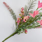 12"L Fabric Flower/EVA Leaf/Beads Pick: Pink, Pink Greenery Stem, Greenery Filler Bush with Leaves Buds Pink Berries, Mini 60919, FH812559