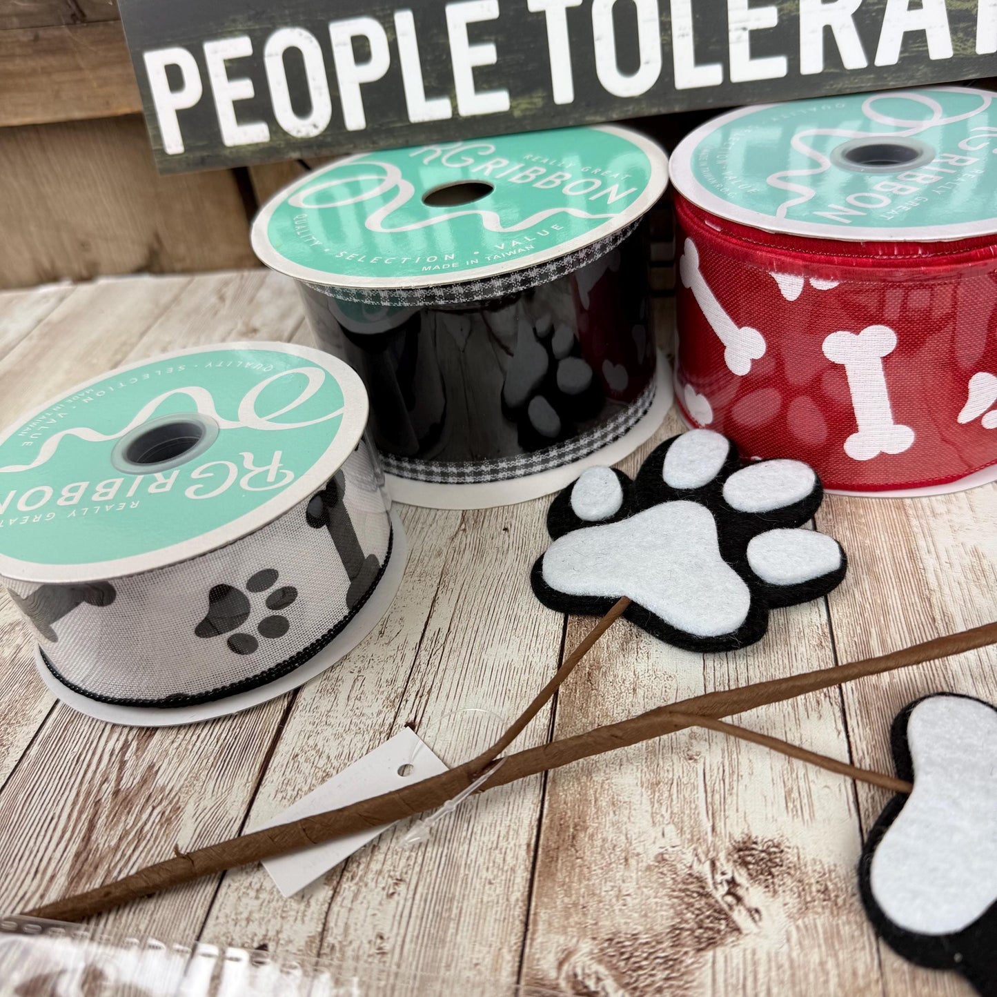 Dog Wreath Kit, "Dogs Welcome, People Tolerated" Sign, Black Red and White Dog Themed Decor, Make Your Own Dog Wreath Kit, Dog Mom Dad Gift