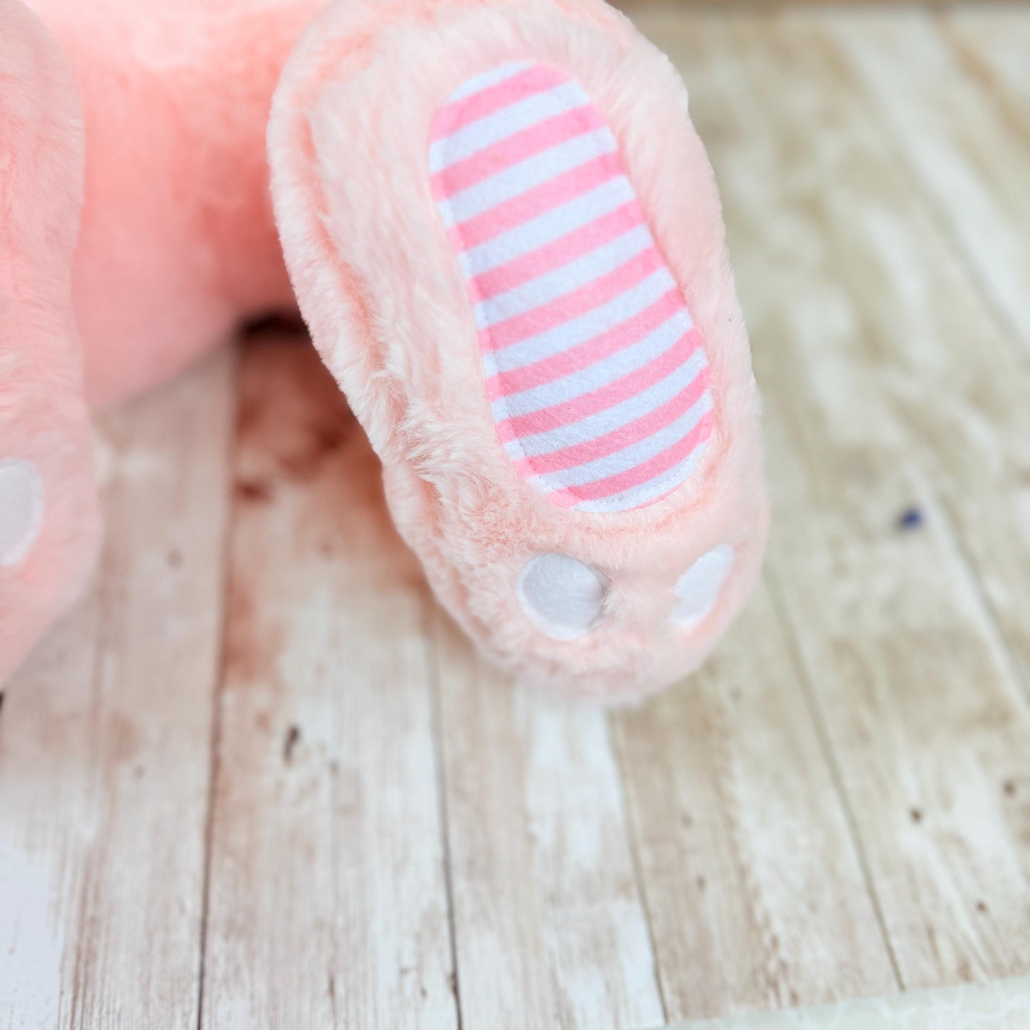 Easter Bunny Wreath Attachment, Pink Plush Bunny Bottom Striped Ears, Easter Home Decor Supplies, Bunny Wreath Supply Kit, Bunny Butt Ears