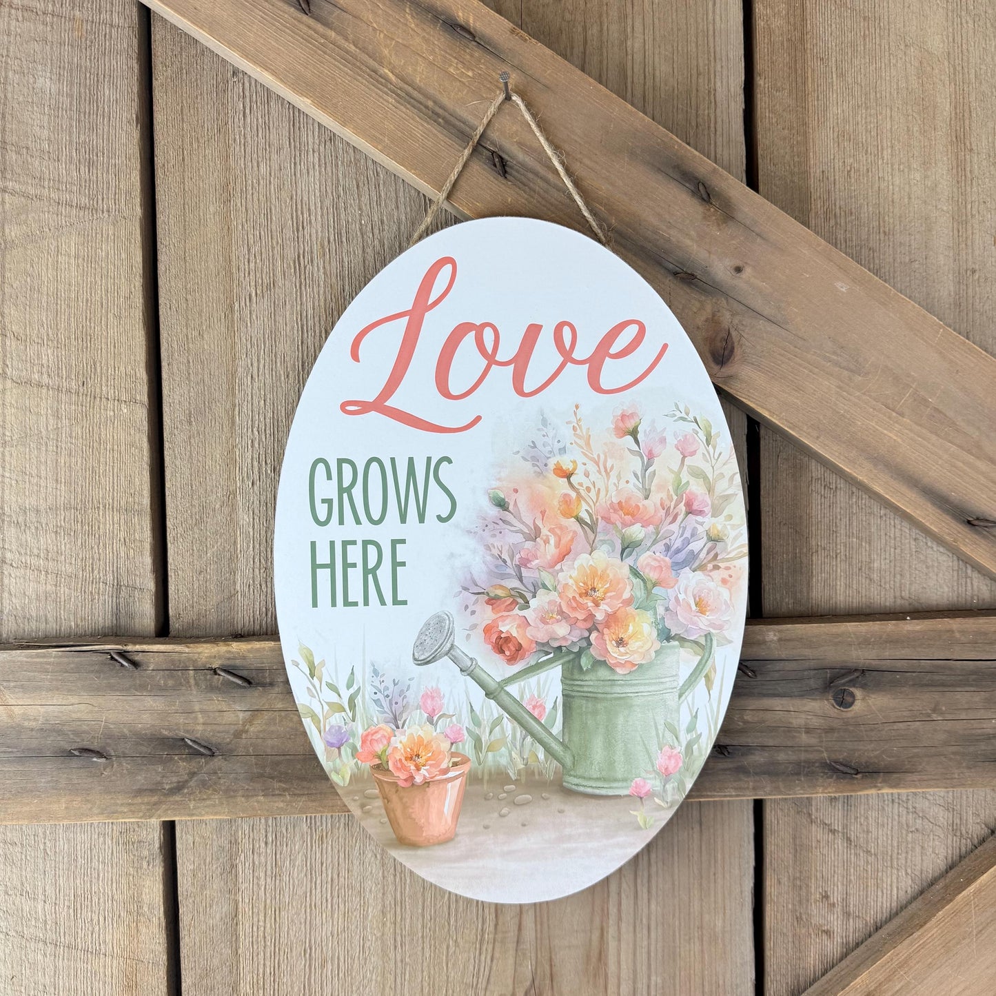 Spring Thin Wreath Kit, Love Grows Here Wreath Kit, Spring Easy DIY Wall Decoration, Beginner Front Door Decor Kit, Floral and Ribbon Bundle