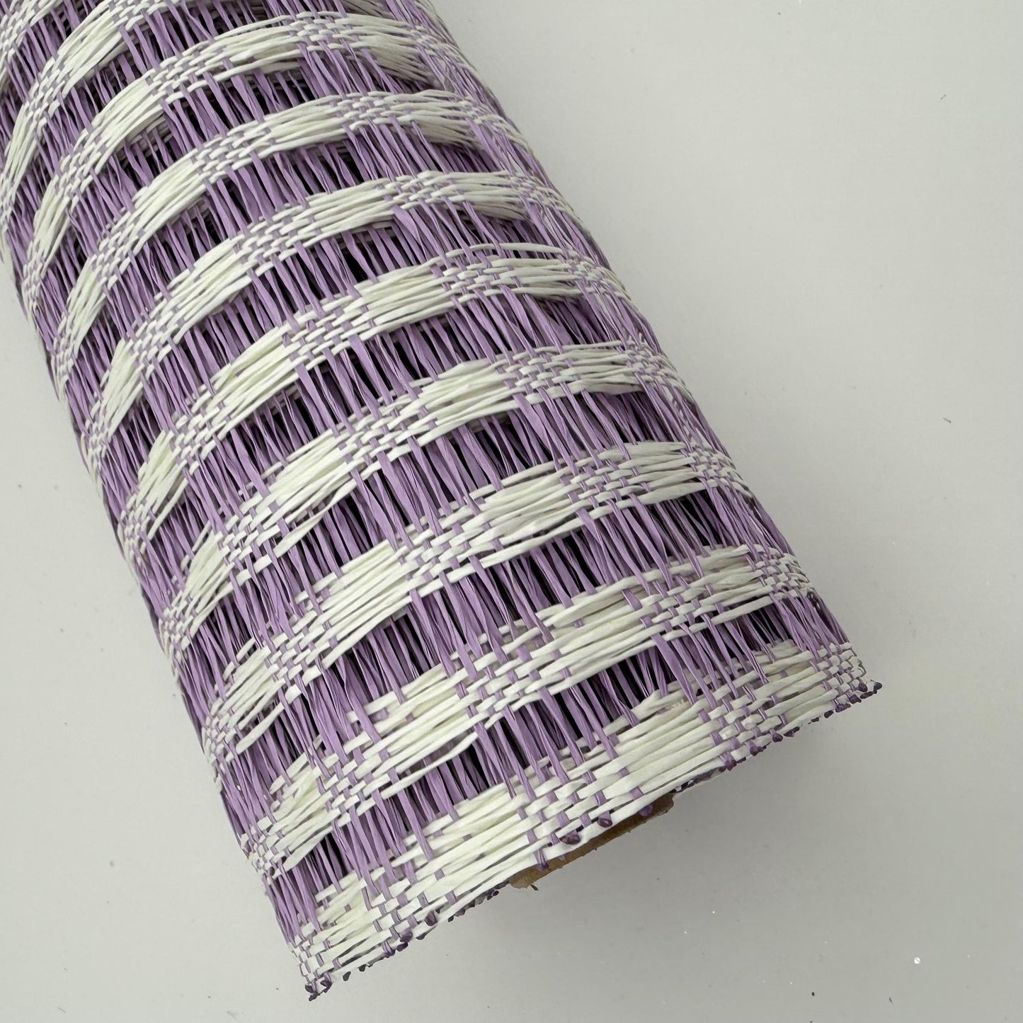 Cream and Lavender Poly Burlap Check Mesh: 10" x 10 yds Wreath Supply, Wreathmaking Mesh, Easter and Spring Pastel Mesh, Petal Wreath Ribbon