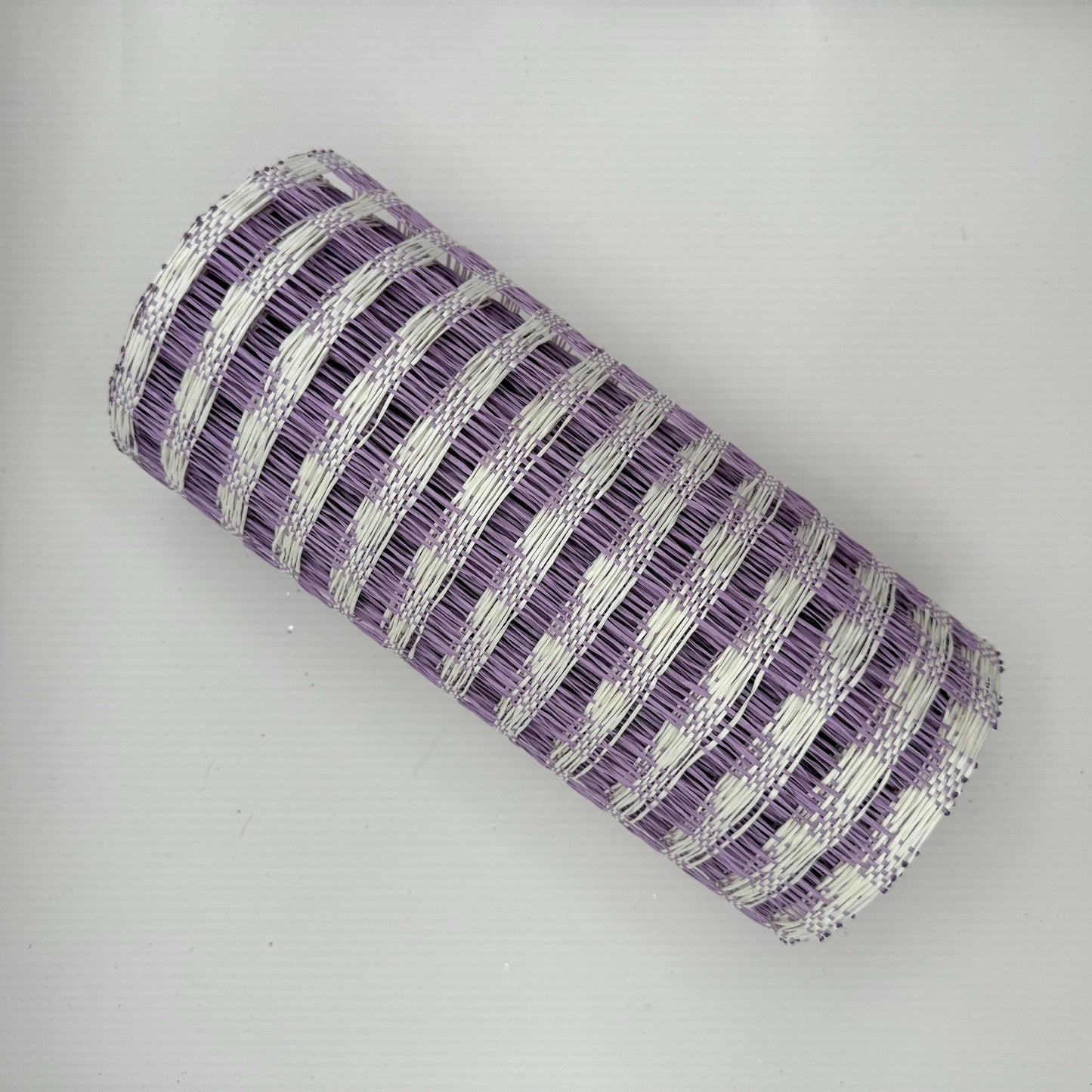 Cream and Lavender Poly Burlap Check Mesh: 10" x 10 yds Wreath Supply, Wreathmaking Mesh, Easter and Spring Pastel Mesh, Petal Wreath Ribbon