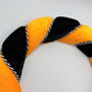 Orange and Black Halloween Wreath Form, 13” Velvety-Feel Fabric Wreath Ring with Black and White Cording, Halloween Wreath Ring, HH7458F4