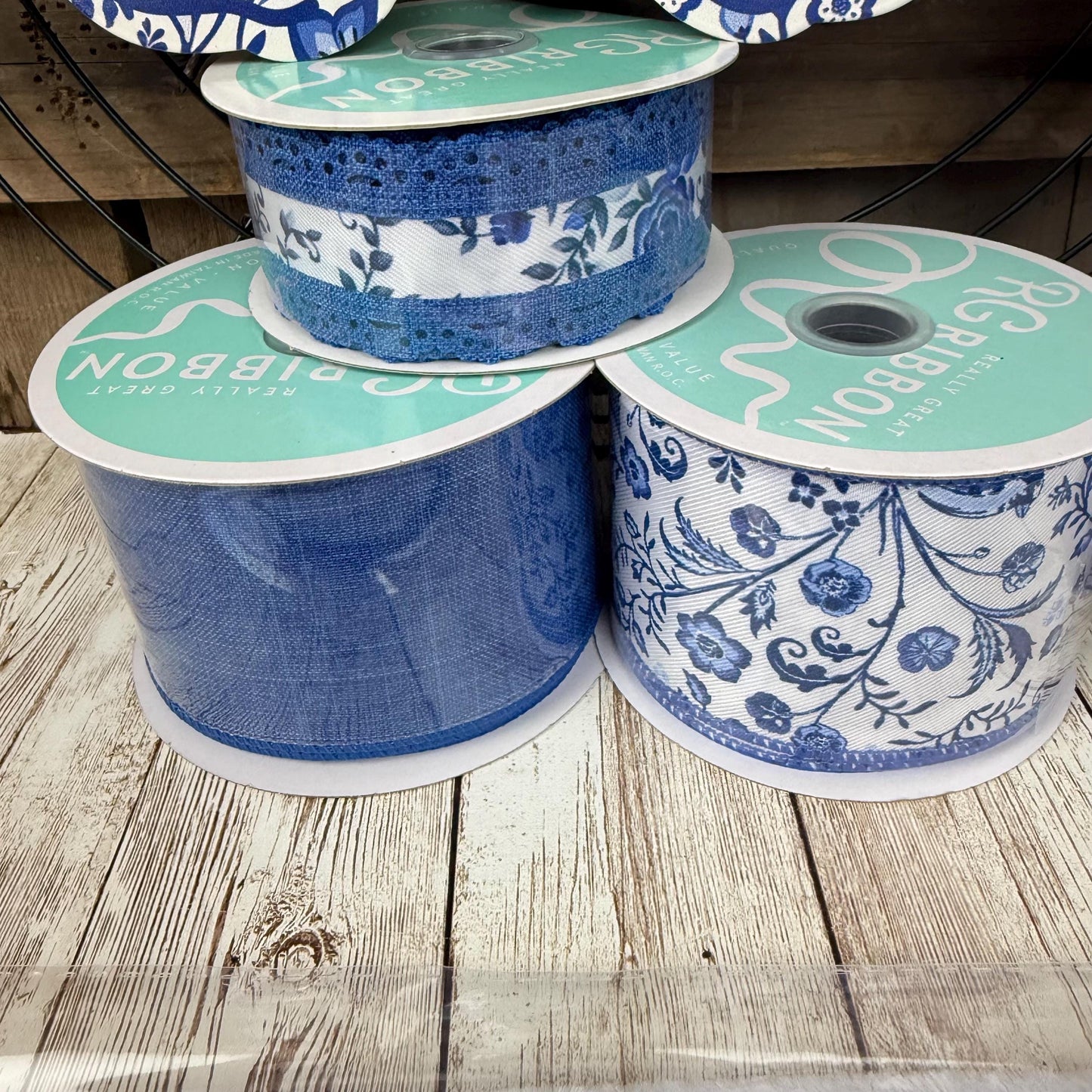 Chinoiserie Butterfly Thin Wreath Kit, DIY Mesh Wreath Kit, Do It Yourself Everyday Door Decor, Blue and White Chinoiserie Spring Front Door