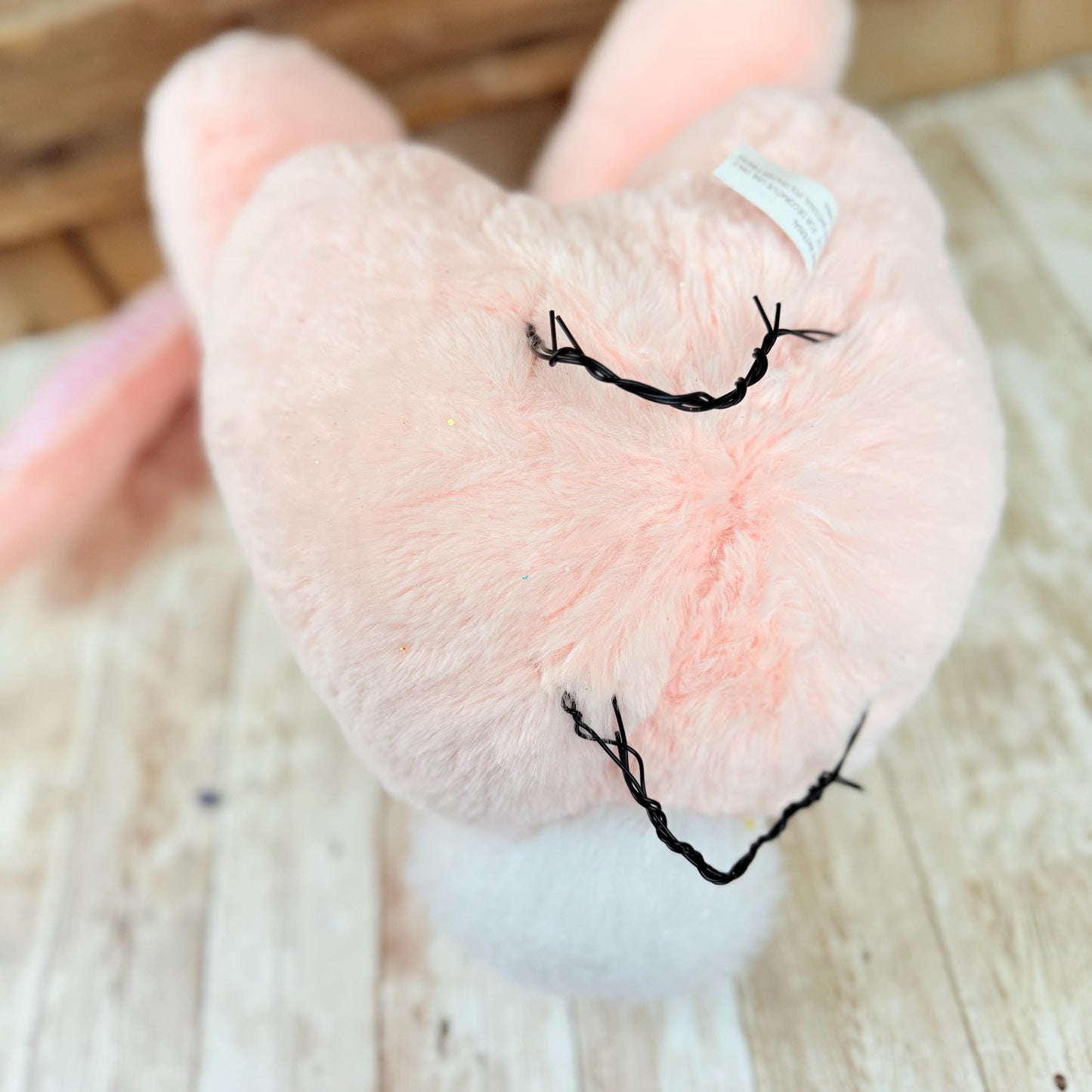 Easter Bunny Wreath Attachment, Pink Plush Bunny Bottom Striped Ears, Easter Home Decor Supplies, Bunny Wreath Supply Kit, Bunny Butt Ears