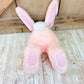 Easter Bunny Wreath Attachment, Pink Plush Bunny Bottom Striped Ears, Easter Home Decor Supplies, Bunny Wreath Supply Kit, Bunny Butt Ears