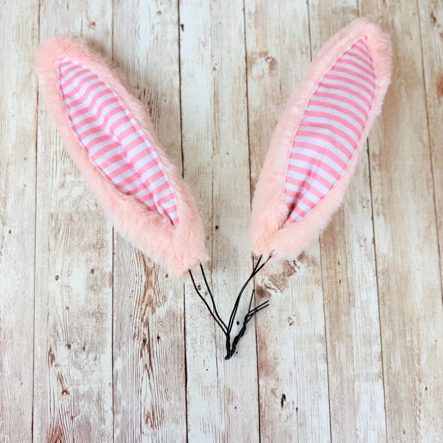Easter Bunny Wreath Attachment, Pink Plush Bunny Bottom Striped Ears, Easter Home Decor Supplies, Bunny Wreath Supply Kit, Bunny Butt Ears