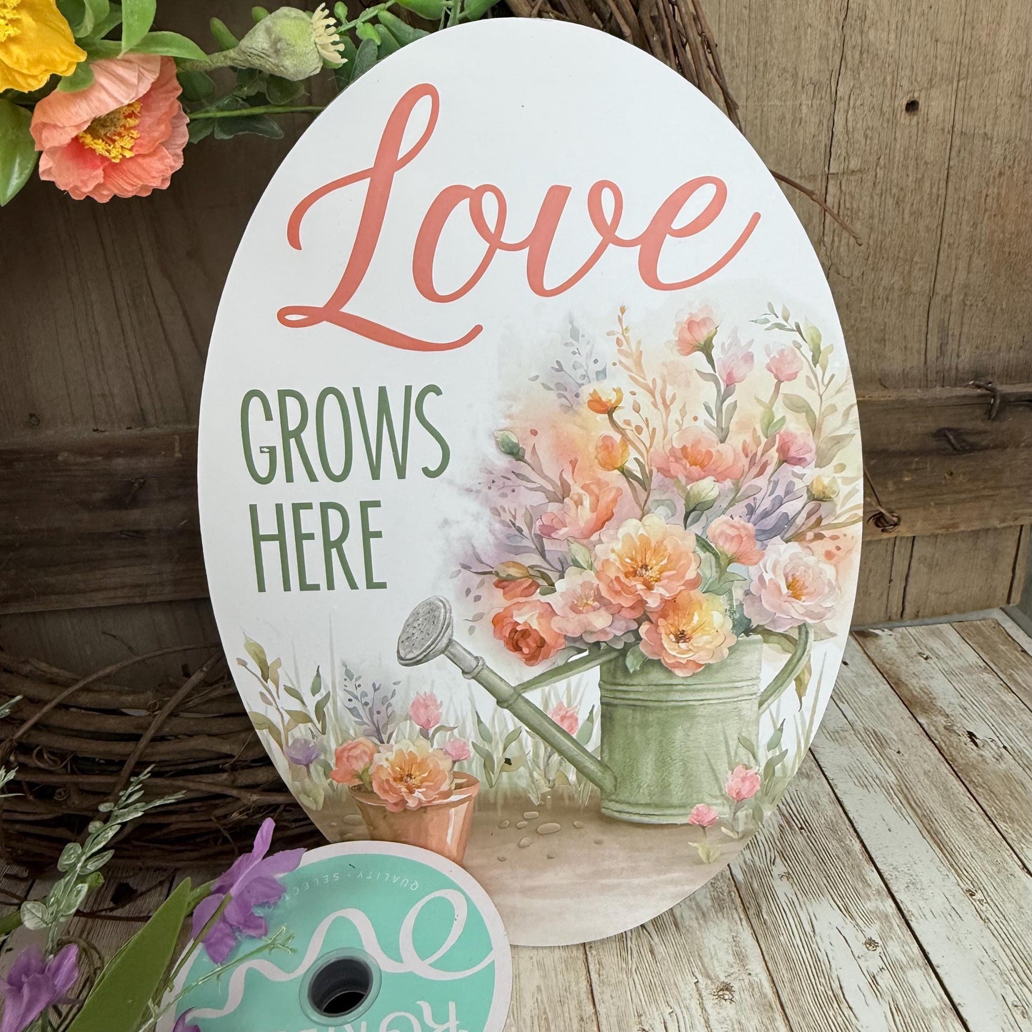 Beginner Grapevine Kit WITH VIDEO, Love Grows Here Floral Wreath Kit, Spring Easy DIY Wall Decoration, Grapevine Floral and Ribbon Bundle