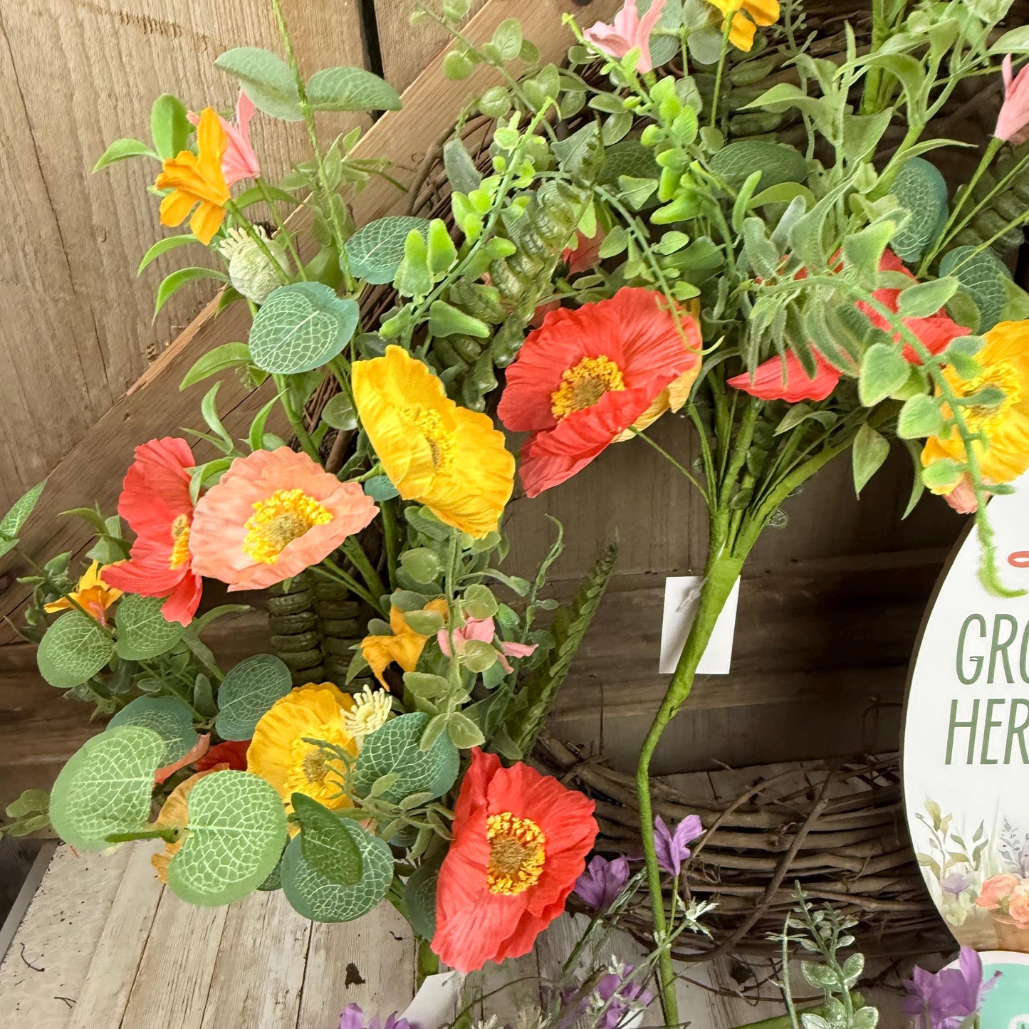 Beginner Grapevine Kit WITH VIDEO, Love Grows Here Floral Wreath Kit, Spring Easy DIY Wall Decoration, Grapevine Floral and Ribbon Bundle