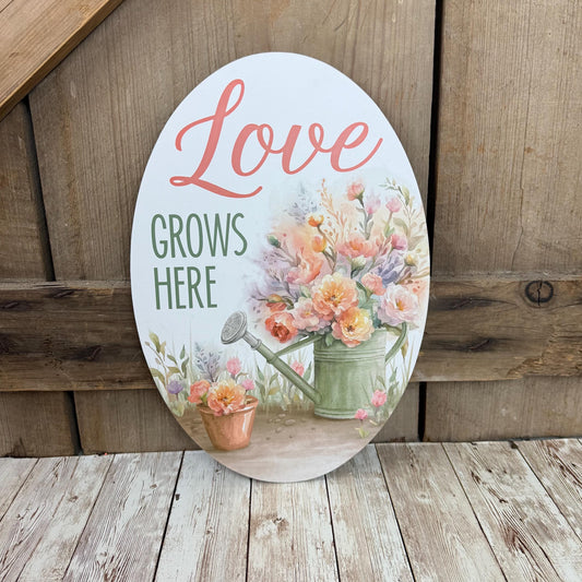 Spring Thin Wreath Kit, Love Grows Here Wreath Kit, Spring Easy DIY Wall Decoration, Beginner Front Door Decor Kit, Floral and Ribbon Bundle