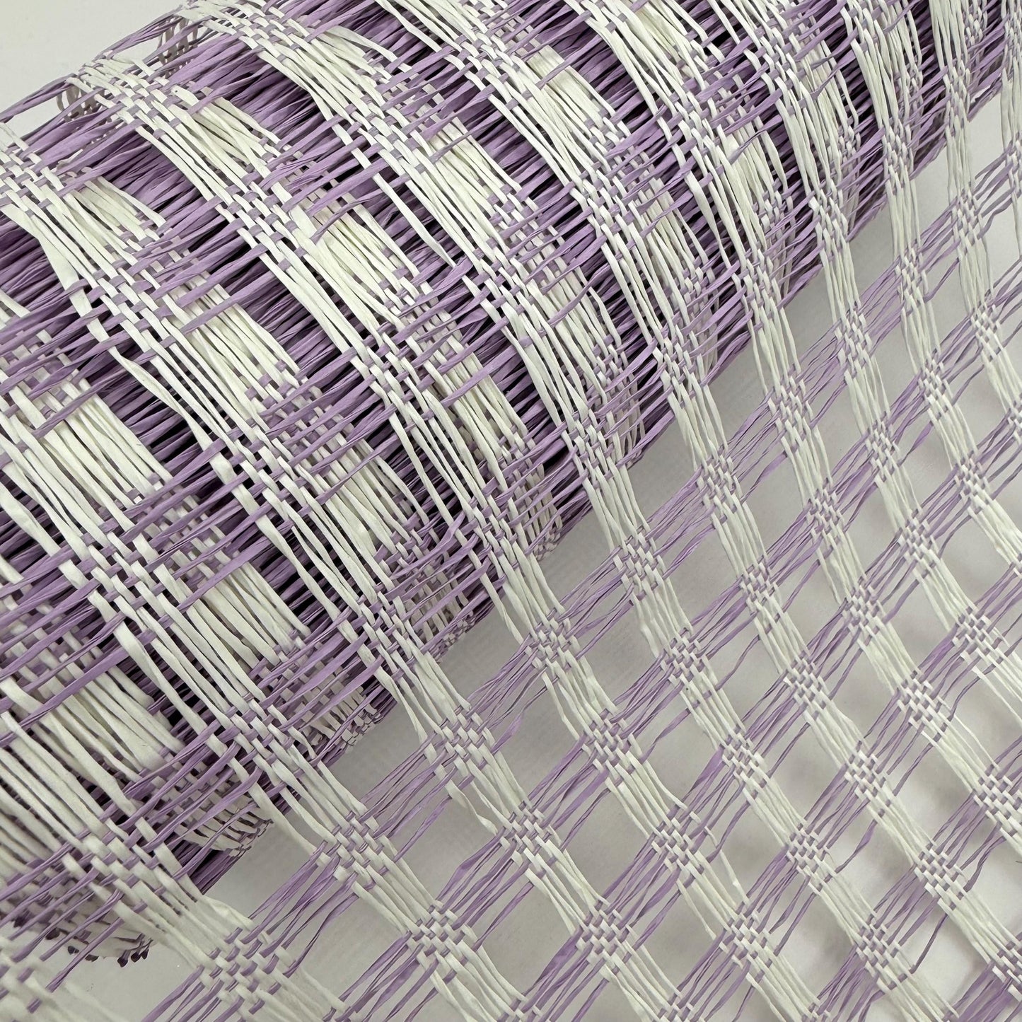 Cream and Lavender Poly Burlap Check Mesh: 10" x 10 yds Wreath Supply, Wreathmaking Mesh, Easter and Spring Pastel Mesh, Petal Wreath Ribbon