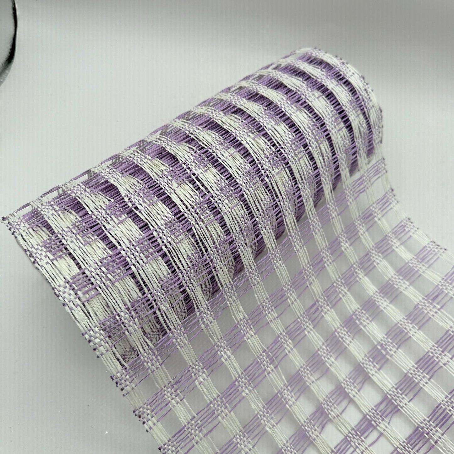 Cream and Lavender Poly Burlap Check Mesh: 10" x 10 yds Wreath Supply, Wreathmaking Mesh, Easter and Spring Pastel Mesh, Petal Wreath Ribbon