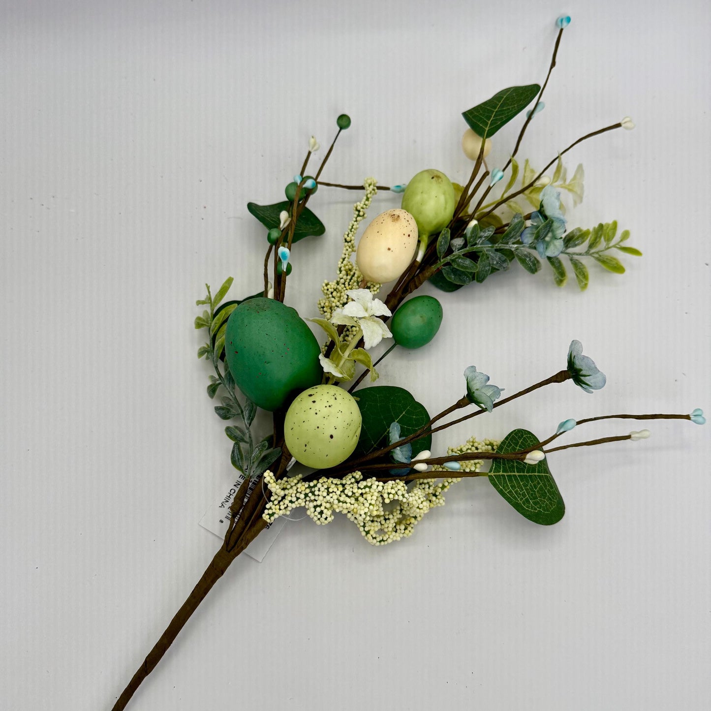 27"L Greenery Spray with Green Speckled Eggs and Leaves, Spring Greenery Stem, Easter Greenery Floral Bush with Leaves and Eggs, HE7276