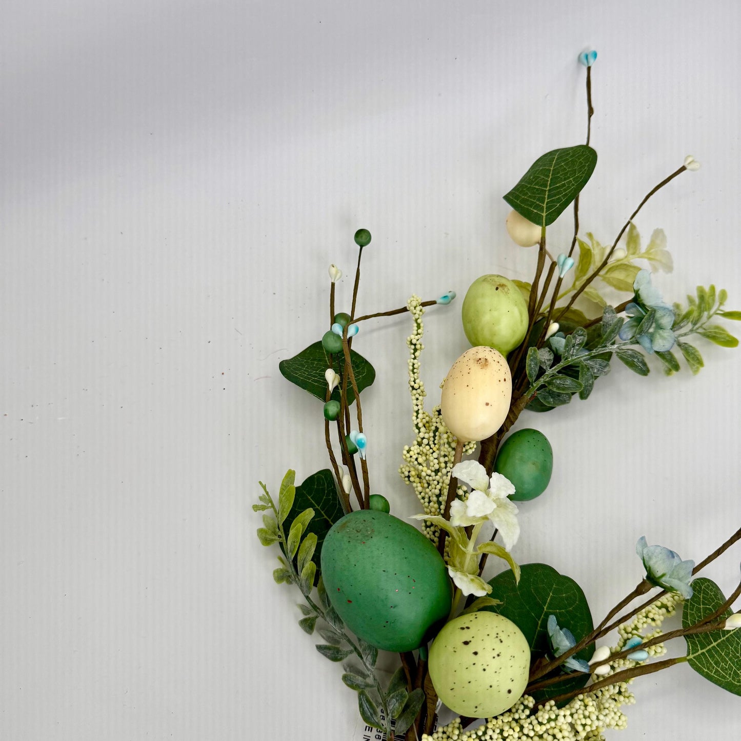27"L Greenery Spray with Green Speckled Eggs and Leaves, Spring Greenery Stem, Easter Greenery Floral Bush with Leaves and Eggs, HE7276