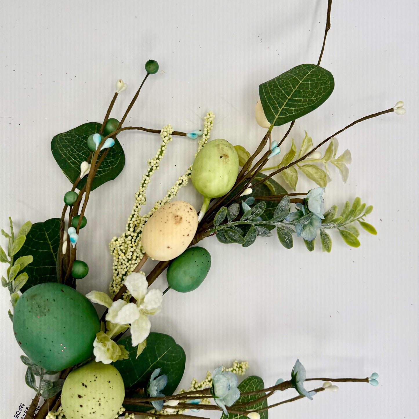 27"L Greenery Spray with Green Speckled Eggs and Leaves, Spring Greenery Stem, Easter Greenery Floral Bush with Leaves and Eggs, HE7276