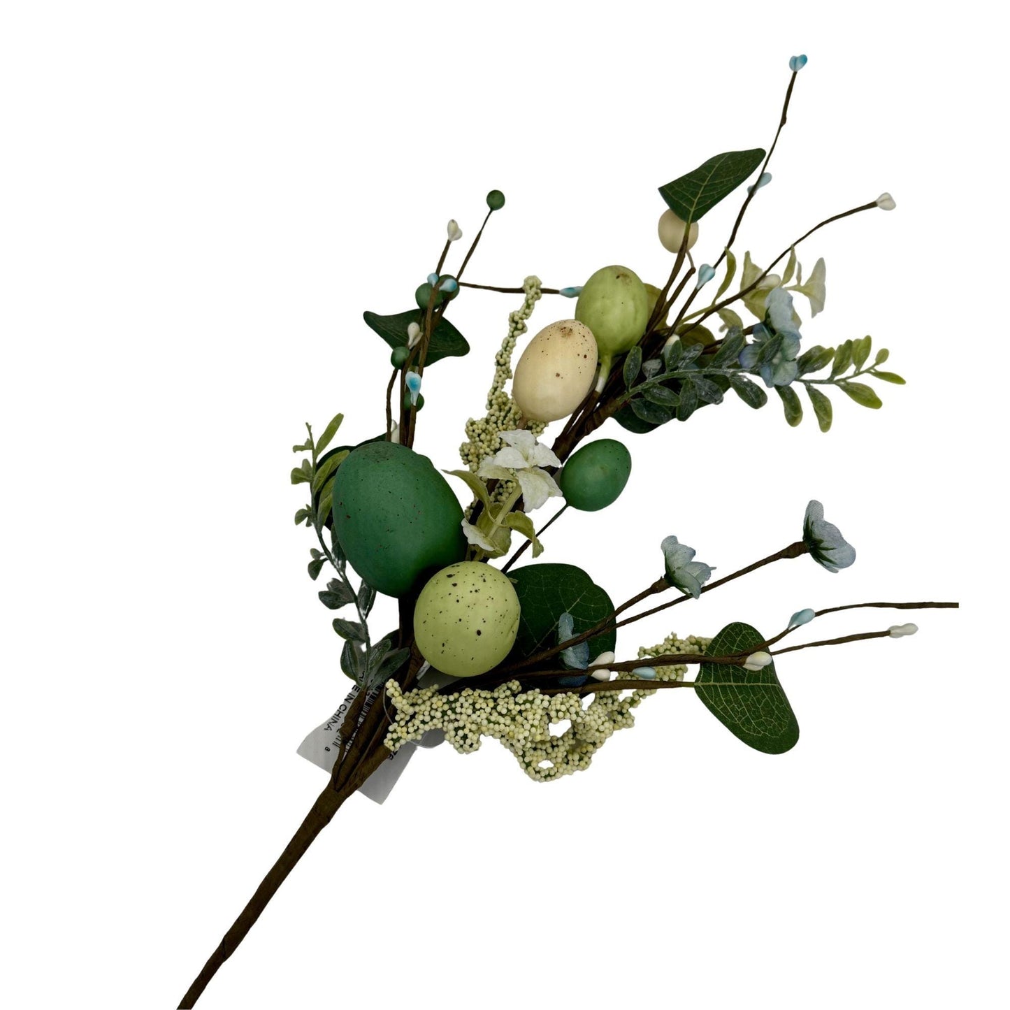 27"L Greenery Spray with Green Speckled Eggs and Leaves, Spring Greenery Stem, Easter Greenery Floral Bush with Leaves and Eggs, HE7276