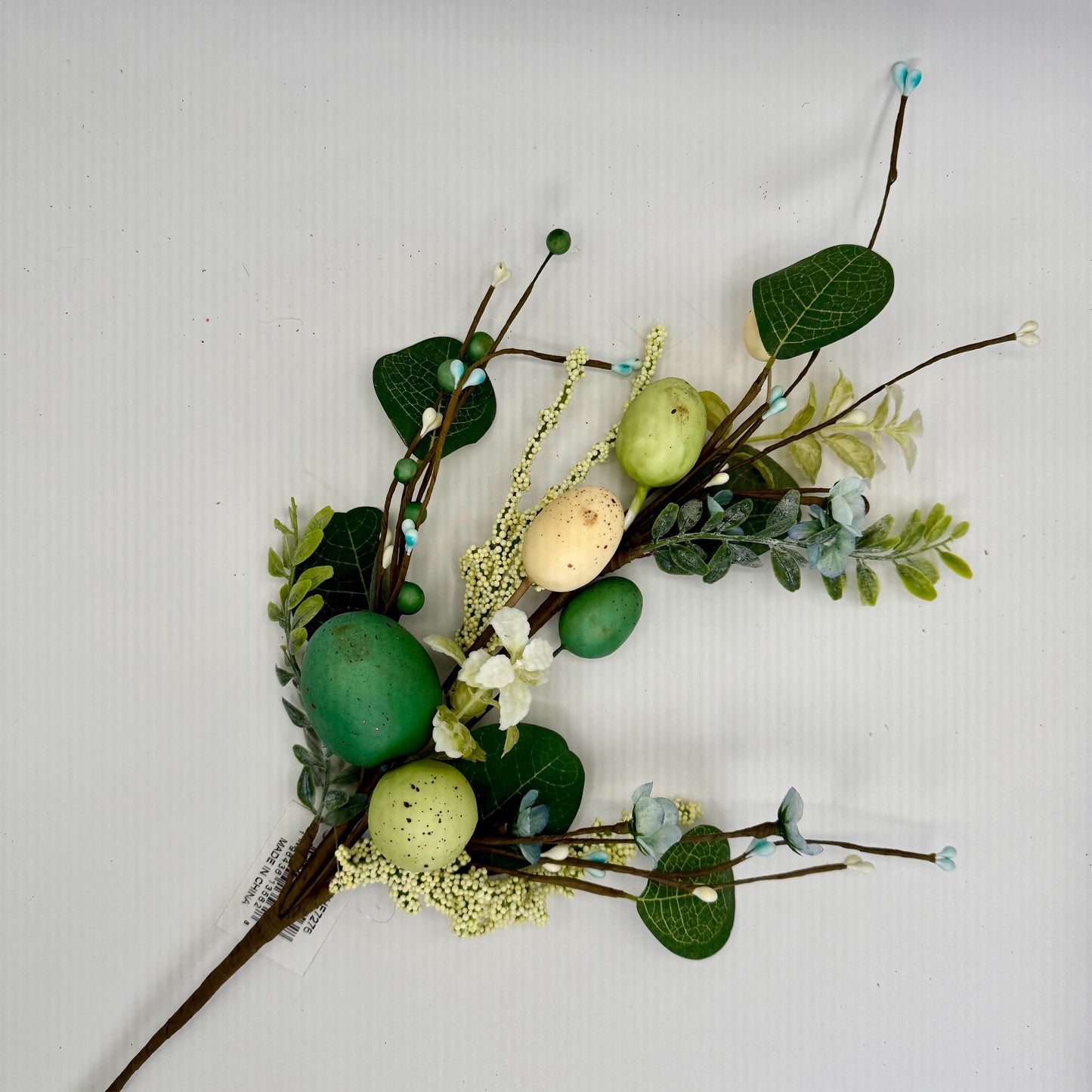 27"L Greenery Spray with Green Speckled Eggs and Leaves, Spring Greenery Stem, Easter Greenery Floral Bush with Leaves and Eggs, HE7276