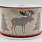 2.5" x 10 Yd Buffalo Plaid Ribbon: Natural Beige with Red and Black Trees Bear and Moose, Rustic Christmas Ribbon for Wreaths Bows RG01721AY