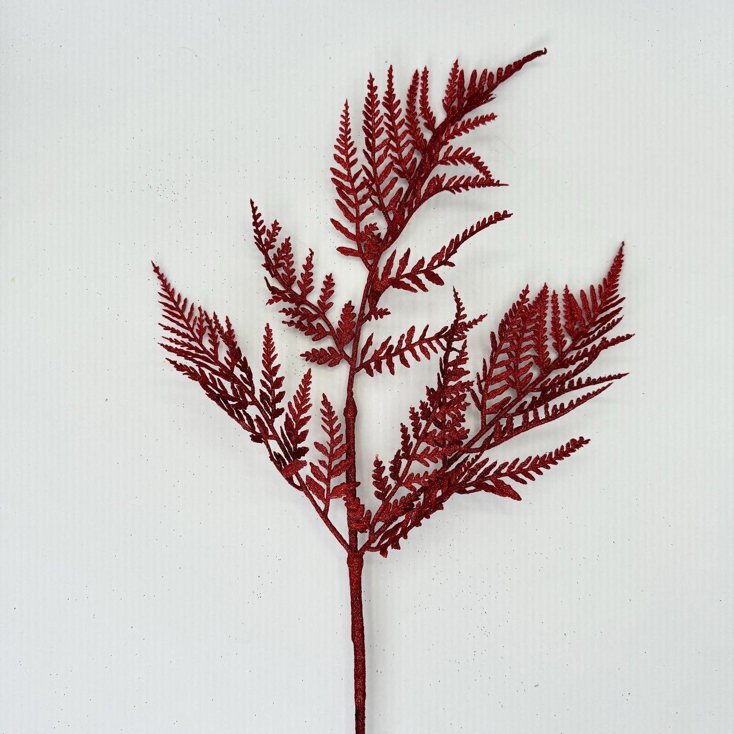 18.5"L Glitter Fern Leaf Spray: Red, Valentine’s Day Decor, Patriotic Spray for Wreath, Christmas Accent, Fourth of July Leaves, XS244224