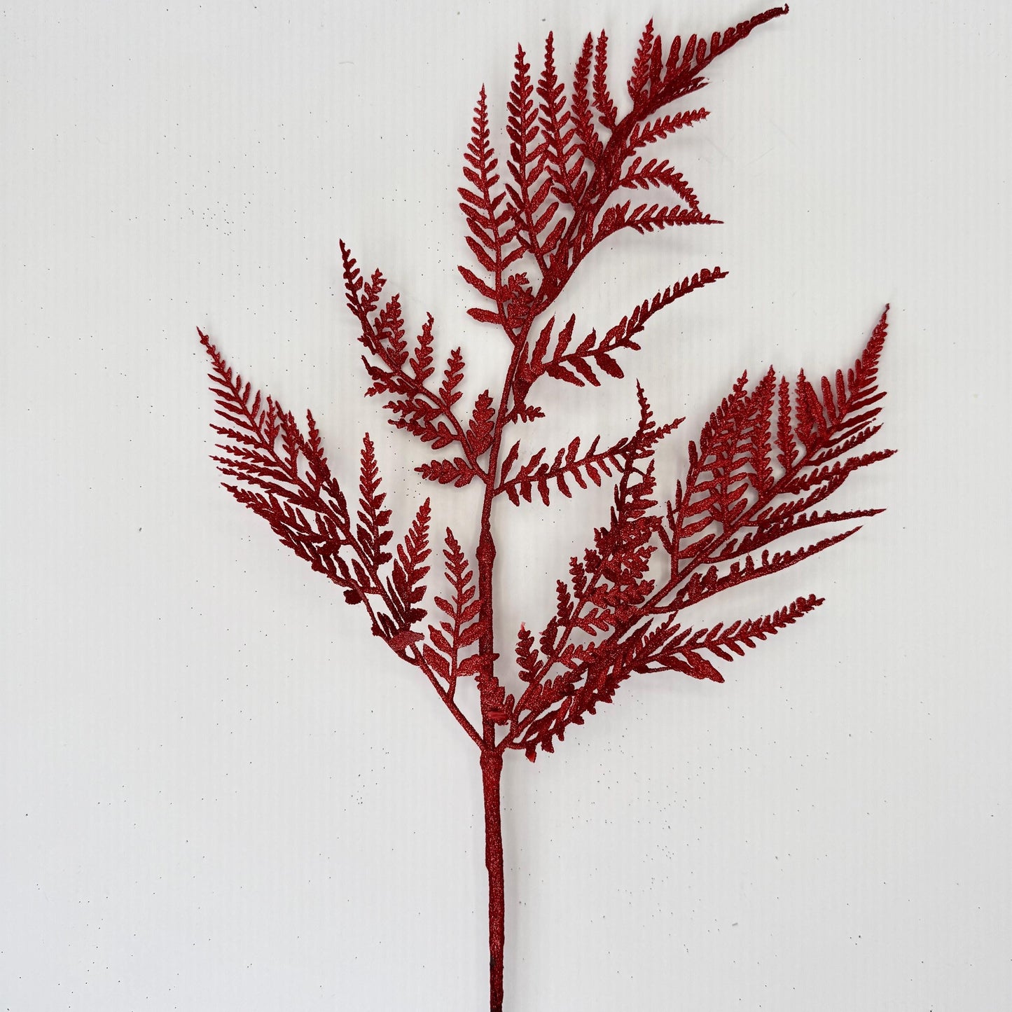 18.5"L Glitter Fern Leaf Spray: Red, Valentine’s Day Decor, Patriotic Spray for Wreath, Christmas Accent, Fourth of July Leaves, XS244224