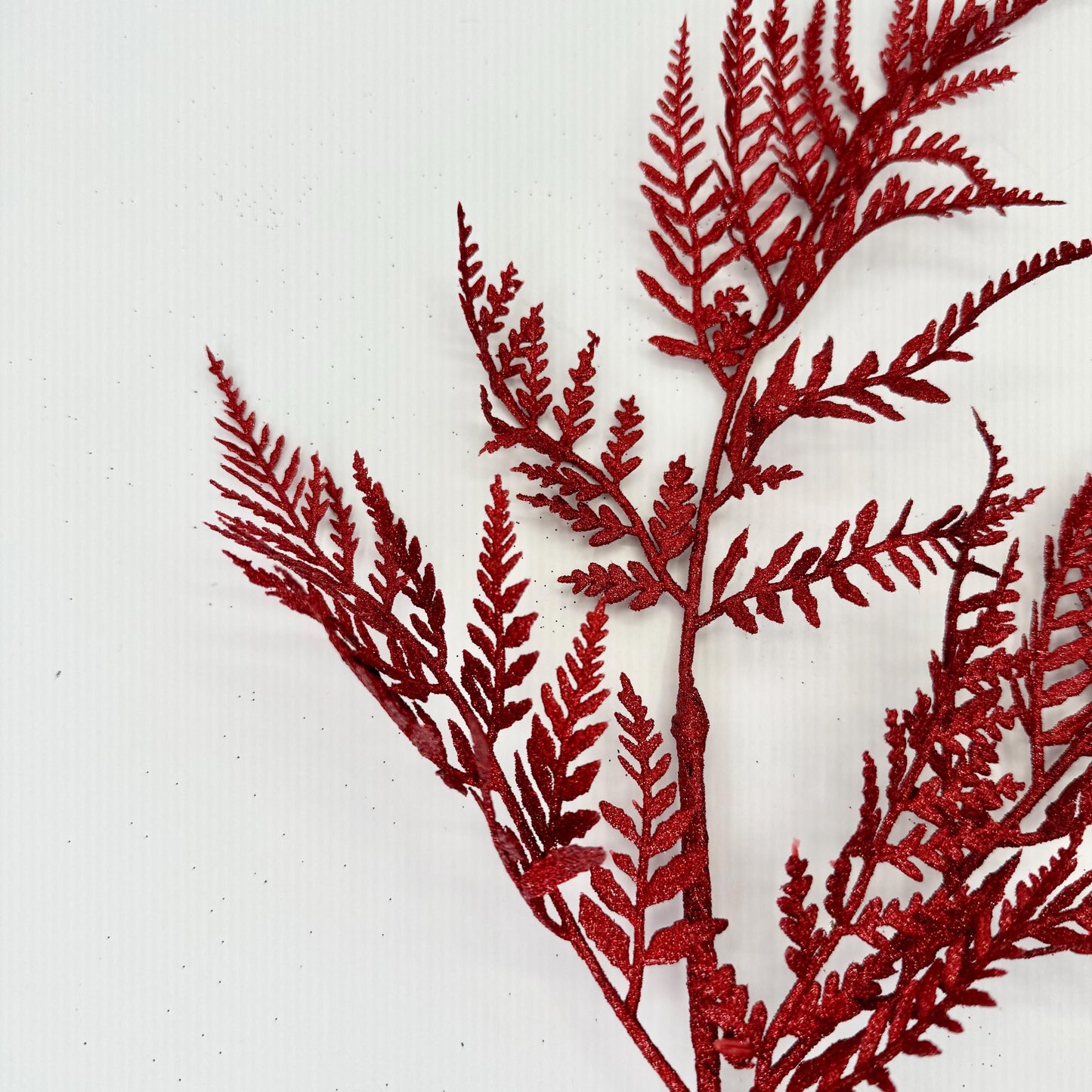 18.5"L Glitter Fern Leaf Spray: Red, Valentine’s Day Decor, Patriotic Spray for Wreath, Christmas Accent, Fourth of July Leaves, XS244224