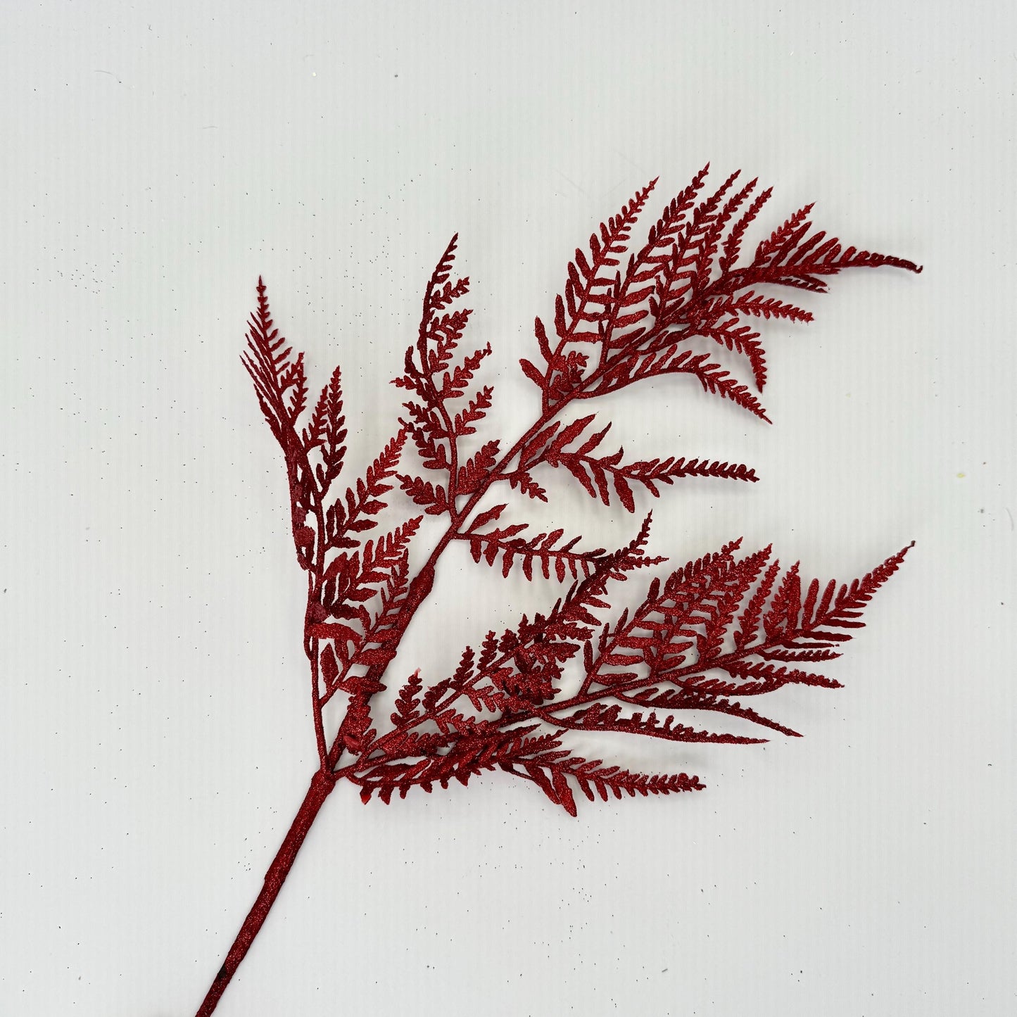 18.5"L Glitter Fern Leaf Spray: Red, Valentine’s Day Decor, Patriotic Spray for Wreath, Christmas Accent, Fourth of July Leaves, XS244224