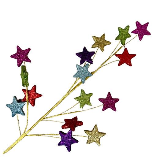 33" L Glitter Eva/Star Pick, Red Pink Purple Blue Lime Green Glitter Star Spray, Fiesta Wreath Embellishment. Birthday Party Decor, MN0245