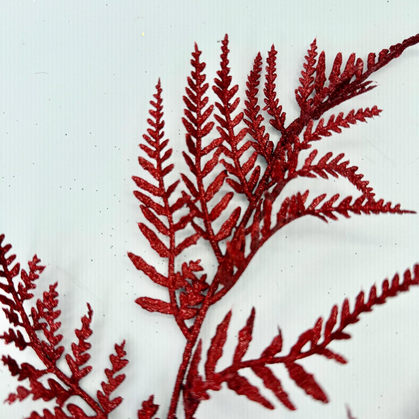 18.5"L Glitter Fern Leaf Spray: Red, Valentine’s Day Decor, Patriotic Spray for Wreath, Christmas Accent, Fourth of July Leaves, XS244224