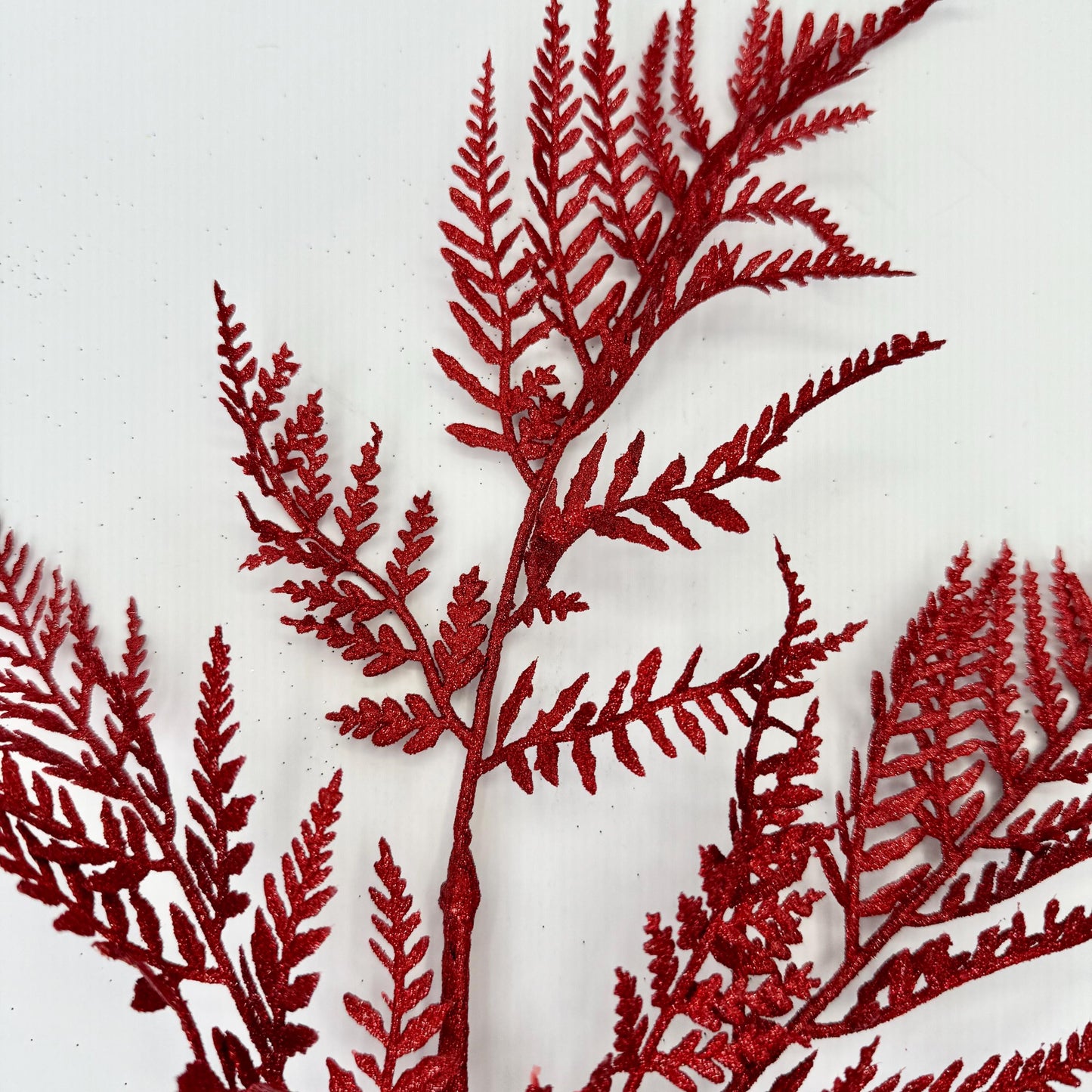 18.5"L Glitter Fern Leaf Spray: Red, Valentine’s Day Decor, Patriotic Spray for Wreath, Christmas Accent, Fourth of July Leaves, XS244224
