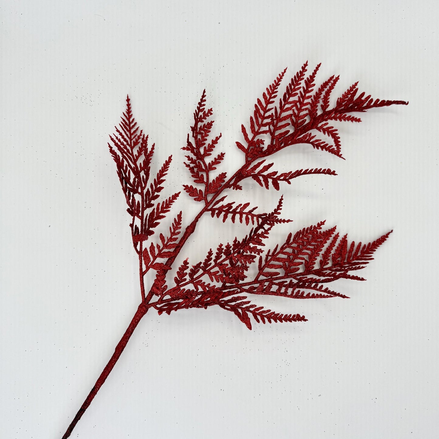 18.5"L Glitter Fern Leaf Spray: Red, Valentine’s Day Decor, Patriotic Spray for Wreath, Christmas Accent, Fourth of July Leaves, XS244224