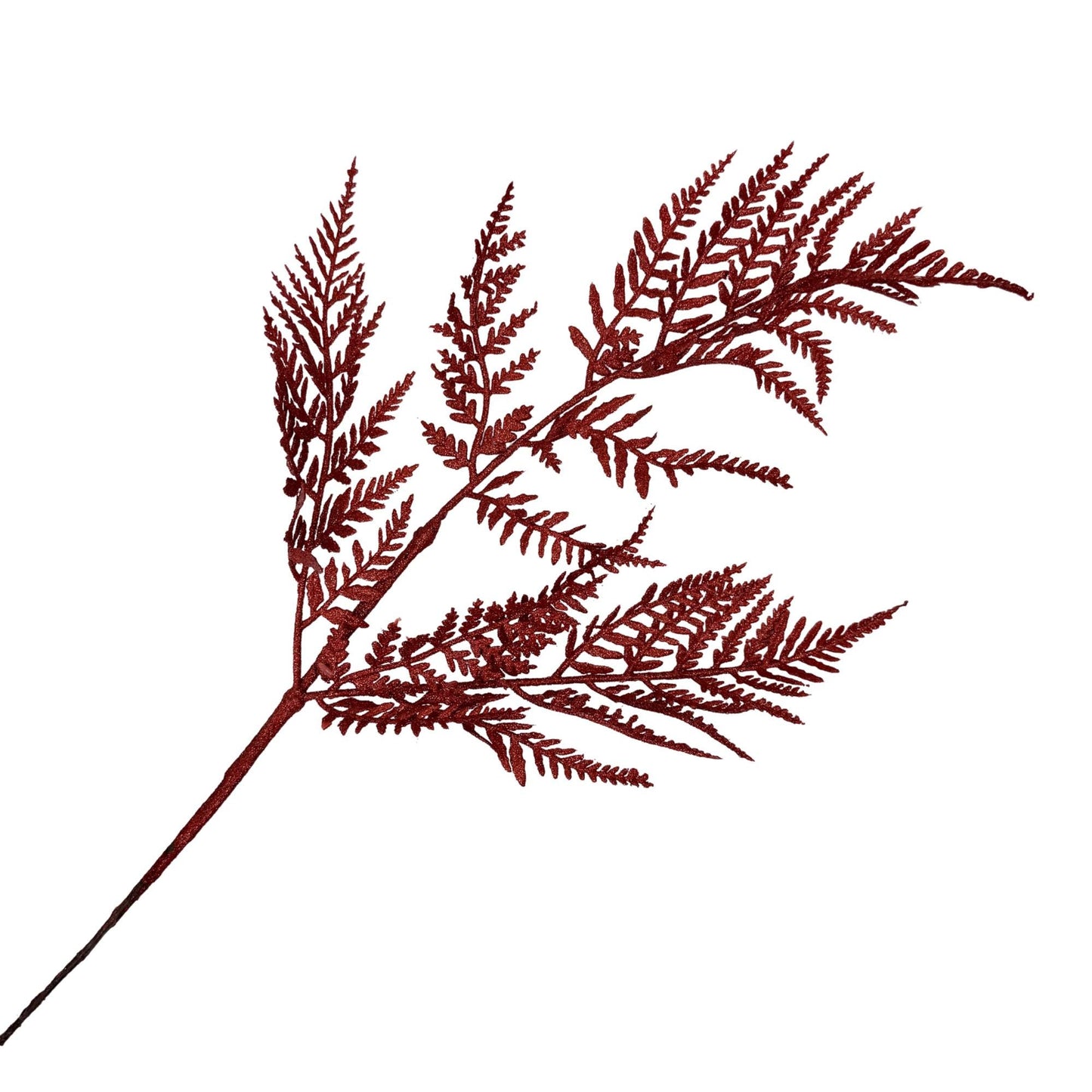 18.5"L Glitter Fern Leaf Spray: Red, Valentine’s Day Decor, Patriotic Spray for Wreath, Christmas Accent, Fourth of July Leaves, XS244224